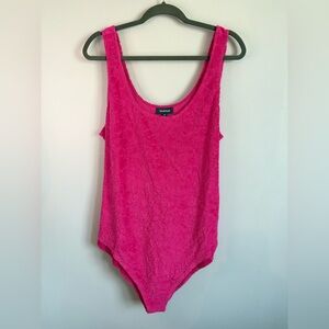 Modcloth Hot Pink Floral Bandeau Bodysuit